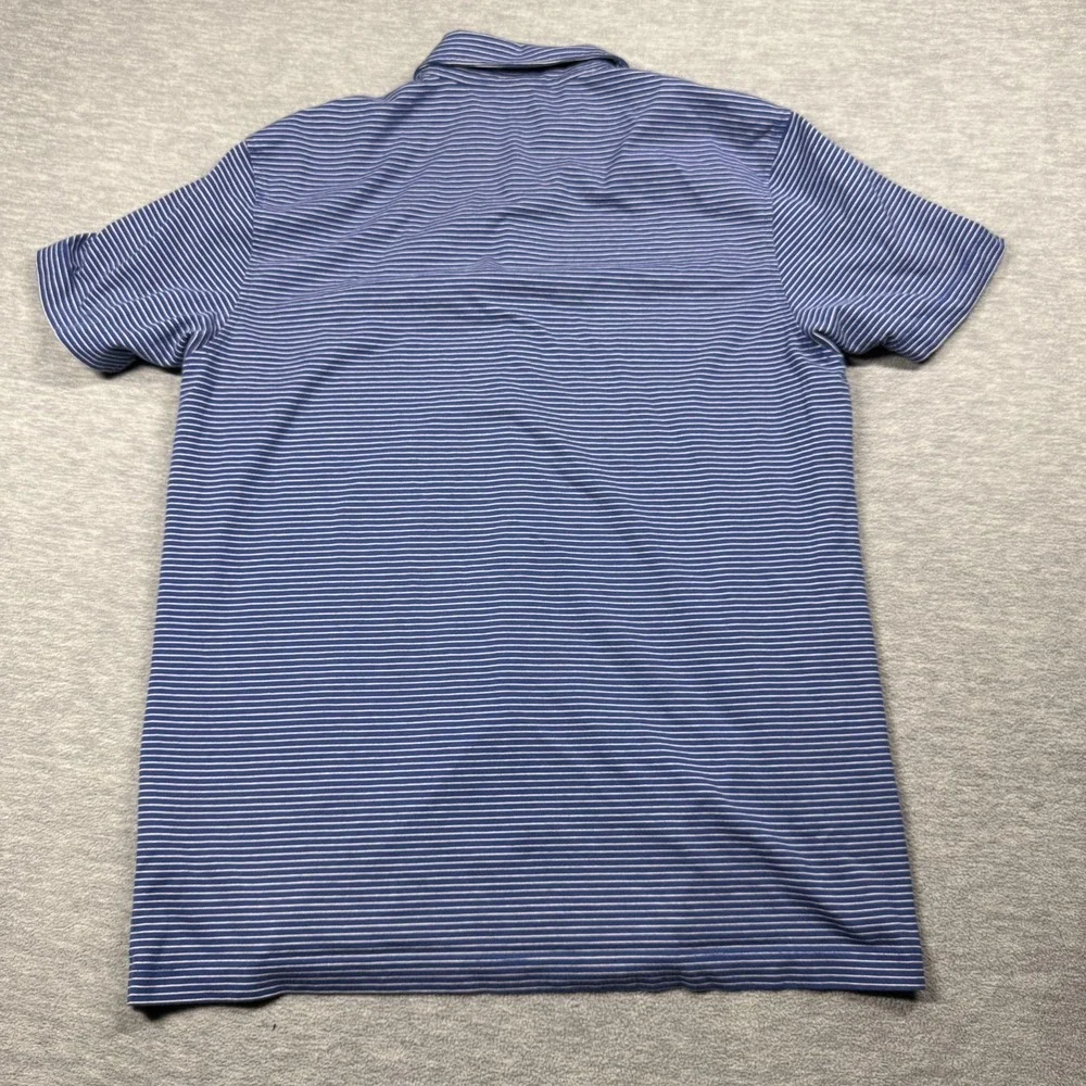 Banana Republic Shirt Men‎ L Blue White Striped Short Sleeve Jersey Cotton Polo
